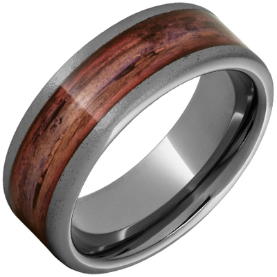 photo number one of Rugged Tungsten™ Flat Band with Cabernet Barrel Aged™ Inlay and Stone Finish item RMWA006773