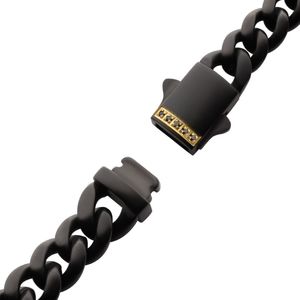 photo of 8'' matte IP black stainless cuban style bracelet item 001-325-00150