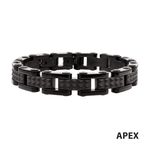 photo of Black IP Steel with Matte Finish Pyramid Stud Pattern & High Polished Finish Link Bracelet with Fold Over Clasp item 001-325-00177