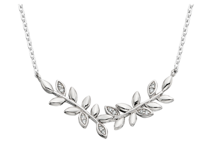 photo number one of 18'' sterling silver Vine necklace with diamond accents item 001-109-00288