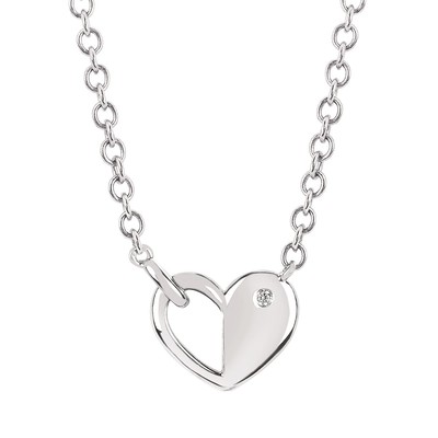 photo number one of Sterling silver 18'' heart pendant with diamond accent item 001-109-00315
