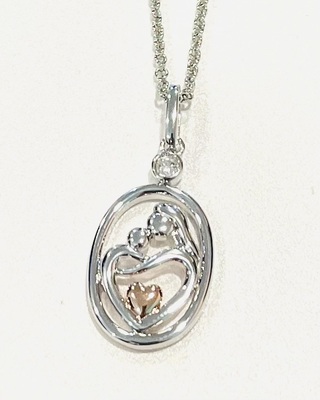 photo number one of Sterling silver 18'' chain with mother and child pendant item 001-109-00317