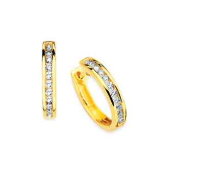 photo number one of 14 karat yellow gold .48 carat diamond huggie hoop earings item 001-115-00610