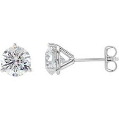 photo number one of Martini style 14 karat white gold diamond stud earrings 1/4 carat total weight with I1 clarity and H/I color item 001-115-00697
