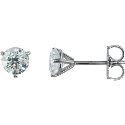 photo number one of Martini style 14 karat white gold stud earrings 1.00 carat total diamond weight with I1 clarity and H/I color item 001-115-00703