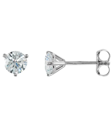 photo number one of Martini style 14 karat white gold earrings with 0.10 carat total diamond weight I1 clarity H/I color item 001-115-00738