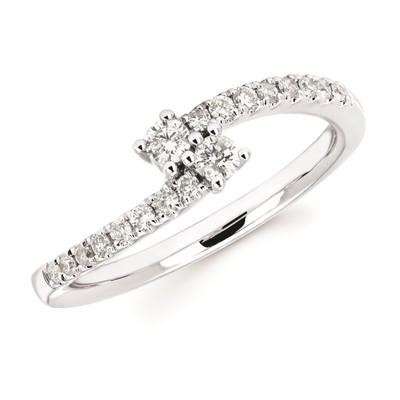 photo number one of 14 karat white gold ladies .25 carat diamond two stone ring item 001-120-00334