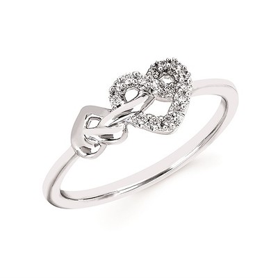 photo number one of Sterling silver lovelock diamond ring .08 total diamond weight item 001-120-00365