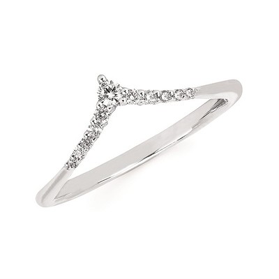 photo number one of 14 karat white gold diamond V ring (.12 carat) item 001-120-00366