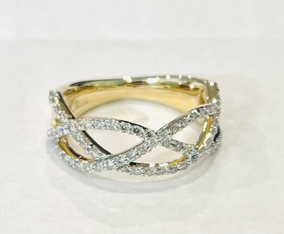 photo number one of 14 karat yellow gold fashion infinity diamond ring, .70 total diamond weight item 001-120-00383
