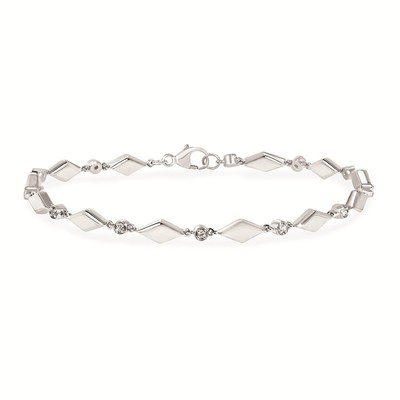 photo number one of Sterling silver 7'' .09 total weight diamond bracelet item 001-125-00045