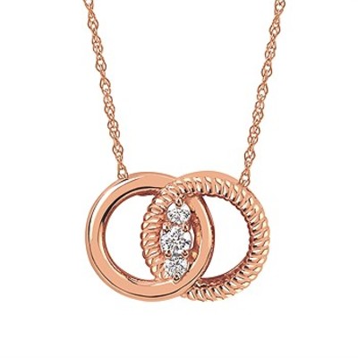 photo number one of 14 karat rose gold 18'' chain with .12 carat diamond Marriage Symbol necklace item 001-130-00634