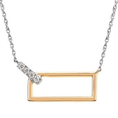 photo number one of 18'' 14 karat white gold chain with yellow bar necklace and diamond accents item 001-130-00693