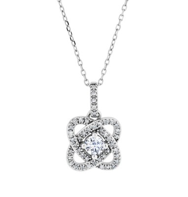 photo number one of Two heart love knot diamond pendant with 1/4 carat total diamond weight item 001-130-00724