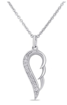 photo number one of Sterling silver 18'' chain with wing pendant (1/10 diamond weight) item 001-130-00731