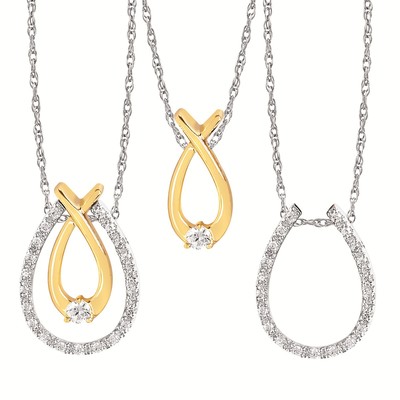 photo number one of 10 karat yellow and white gold diamond enhanceable pendant on 18''' chain - wear three ways! item 001-130-00759