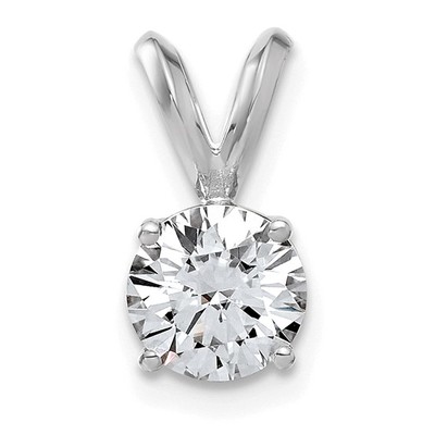 photo number one of 14 karat white gold 0.50 carat round natural Diamond Solitaire Pendant chain sold separately item 001-130-00767