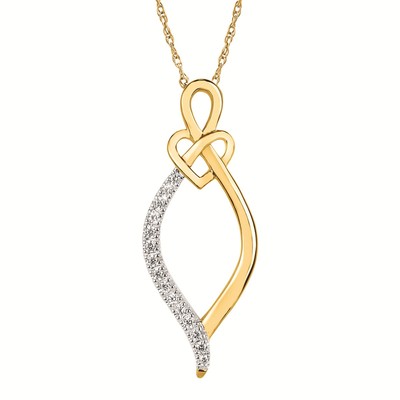 photo number one of 14 karat yellow gold diamond pendant (.12 total weight) on an 18'' chain item 001-130-00772