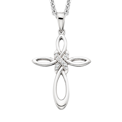 photo number one of 18'' chain with sterling silver infinity diamond cross pendant item 001-130-00790