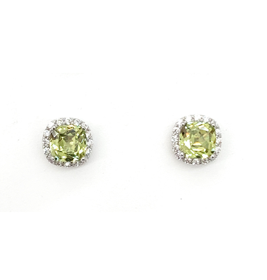 photo number one of Sterling silver lab created August and CZ  halo earrings item 001-215-00869
