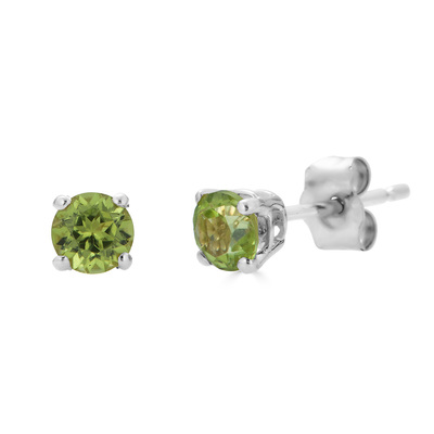 photo number one of Sterling silver August birthstone 4mm round peridot stud earrings item 001-215-00879