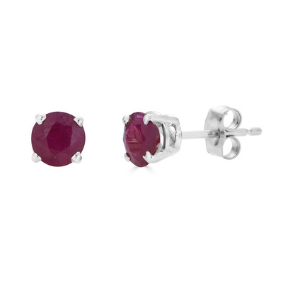 photo number one of Sterling silver July birthstone 4mm round lab created ruby stud earrings item 001-215-00946