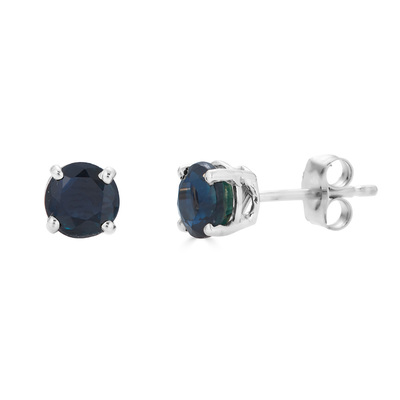 photo number one of Sterling silver September birthstone 4mm round lab created sapphire stud earrings item 001-215-00948