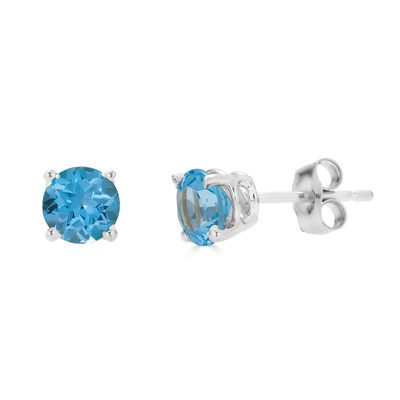 photo number one of Sterling silver December birthstone 4mm round blue topaz stud earrings item 001-215-00951