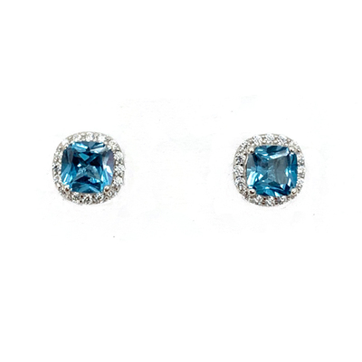 photo number one of Sterling silver with lab created December and cz halo earrings item 001-215-00994