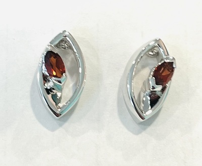 photo number one of Sterling silver garnet earrings item 001-215-01017