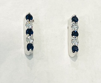 photo number one of 14 kart white gold sapphire and diamond stick earrings item 001-215-01021