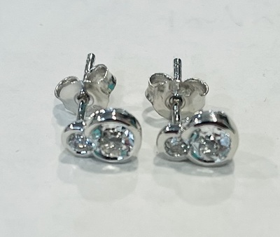 photo number one of Sterling silver created white sapphire earrings item 001-215-01028