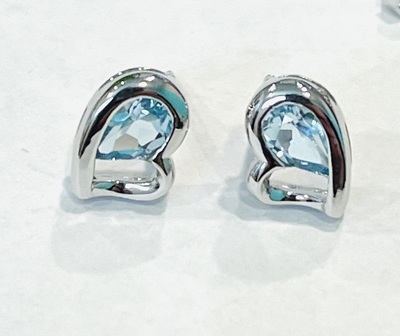 photo number one of Sterling silver blue topaz earrings item 001-215-01040