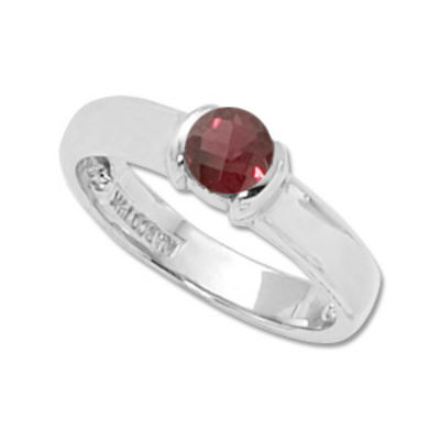 photo number one of Sterling silver 4.5mm rhodolite ring item 001-220-00652
