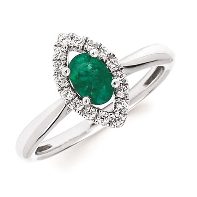 photo number one of 14 karat white gold ring with .47 carat emerald and .18 carat of diamond accents item 001-220-00691