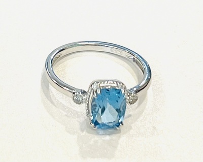 photo number one of Sterling silver blue topaz and diamond accent ring item 001-220-00717