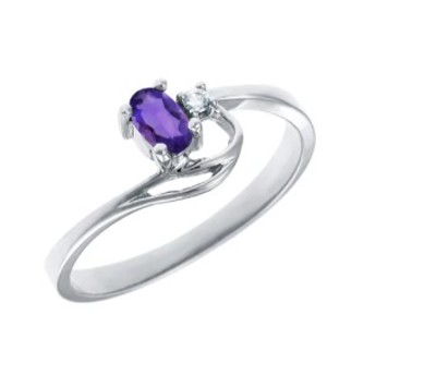 photo number one of 10 karat white gold amethyst and diamond accent ring item 001-220-00721