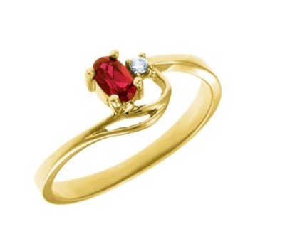 photo number one of 10 karat yellow gold garnet and diamond accent ring item 001-220-00722