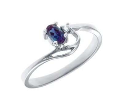 photo number one of 10 karat white gold lab created alexandrite and diamond accented ring item 001-220-00725