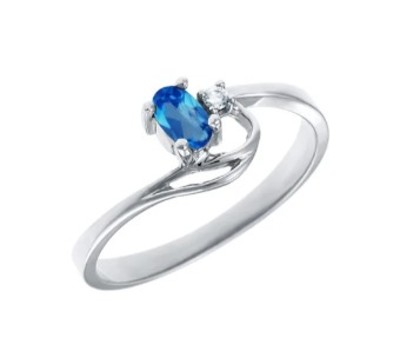 photo number one of 10 karat white gold blue topaz and diamond accented ring item 001-220-00726