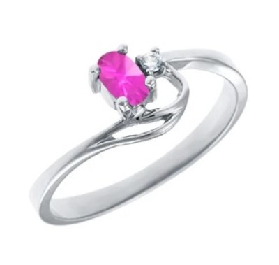 photo number one of 10 karat white gold created pink sapphire ring with diamond accent item 001-220-00740