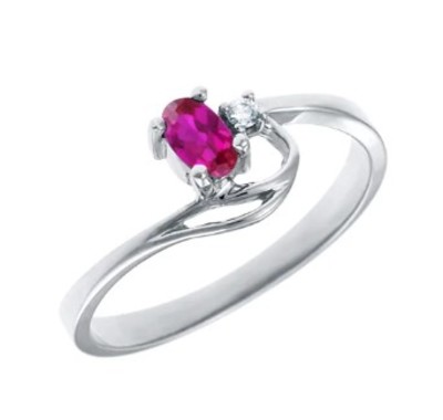 photo number one of 10 karat white gold created ruby and diamond accent ring item 001-220-00741