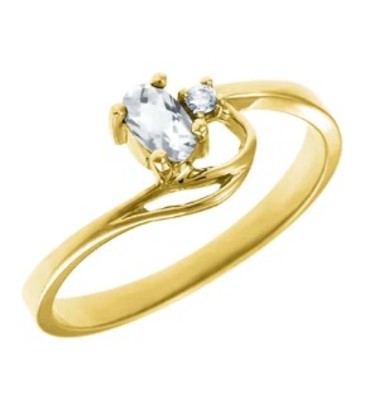 photo number one of 10 karat yellow gold white topaz ring with diamond accent item 001-220-00742