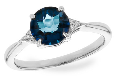 photo number one of 14 karat white gold 1.60 carat london blue topaz and diamond accented ring item 001-220-00773