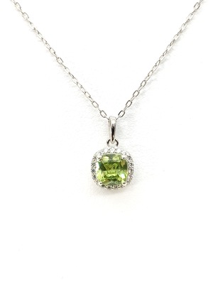 photo number one of Sterling silver with lab created August and cz halo pendant with 18'' chain item 001-230-01060