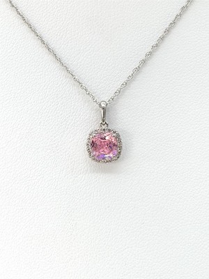 photo number one of Sterling Silver lab created October halo pendant with 18'' chain item 001-230-01061