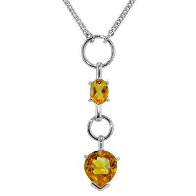 photo number one of Sterling silver 18'' chain with 3.60 carat total weight citrine pendant item 001-230-01124