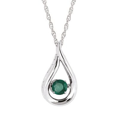photo number one of Sterling silver Shimmering emerald pendant with chain item 001-230-01162
