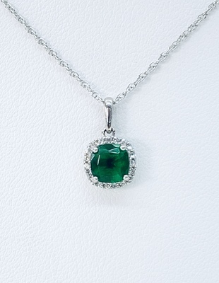 photo number one of Sterling Silver lab created May halo pendant with 18'' chain item 001-230-01189