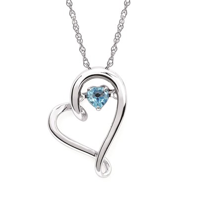 photo number one of Sterling Silver 18'' chain with shimmering blue topaz heart pendant item 001-230-01208